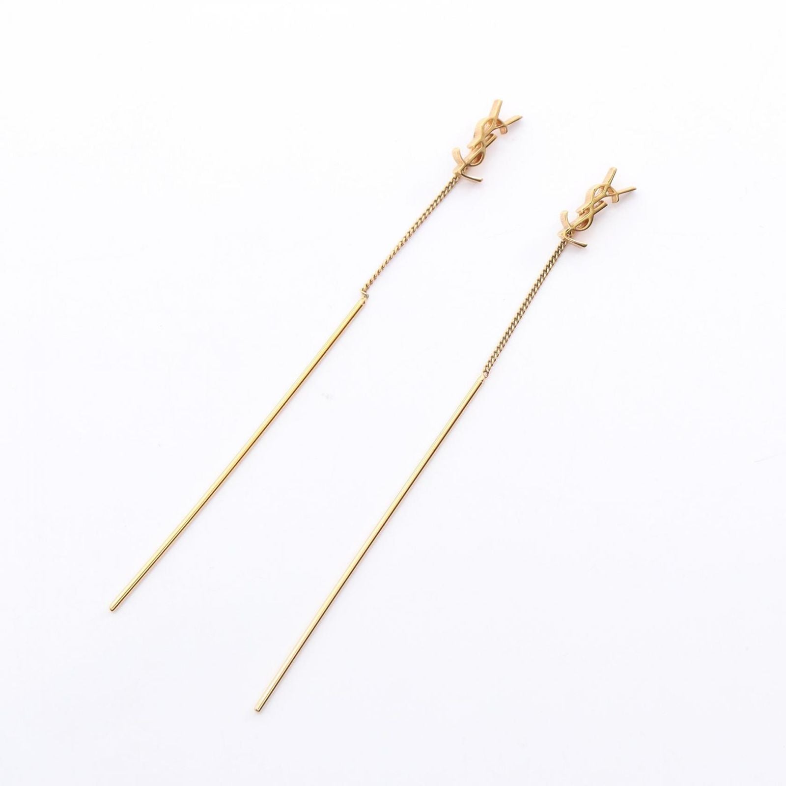 Saint Laurent Paris Earrings Opyum Cassandra Calf Gold — view 4
