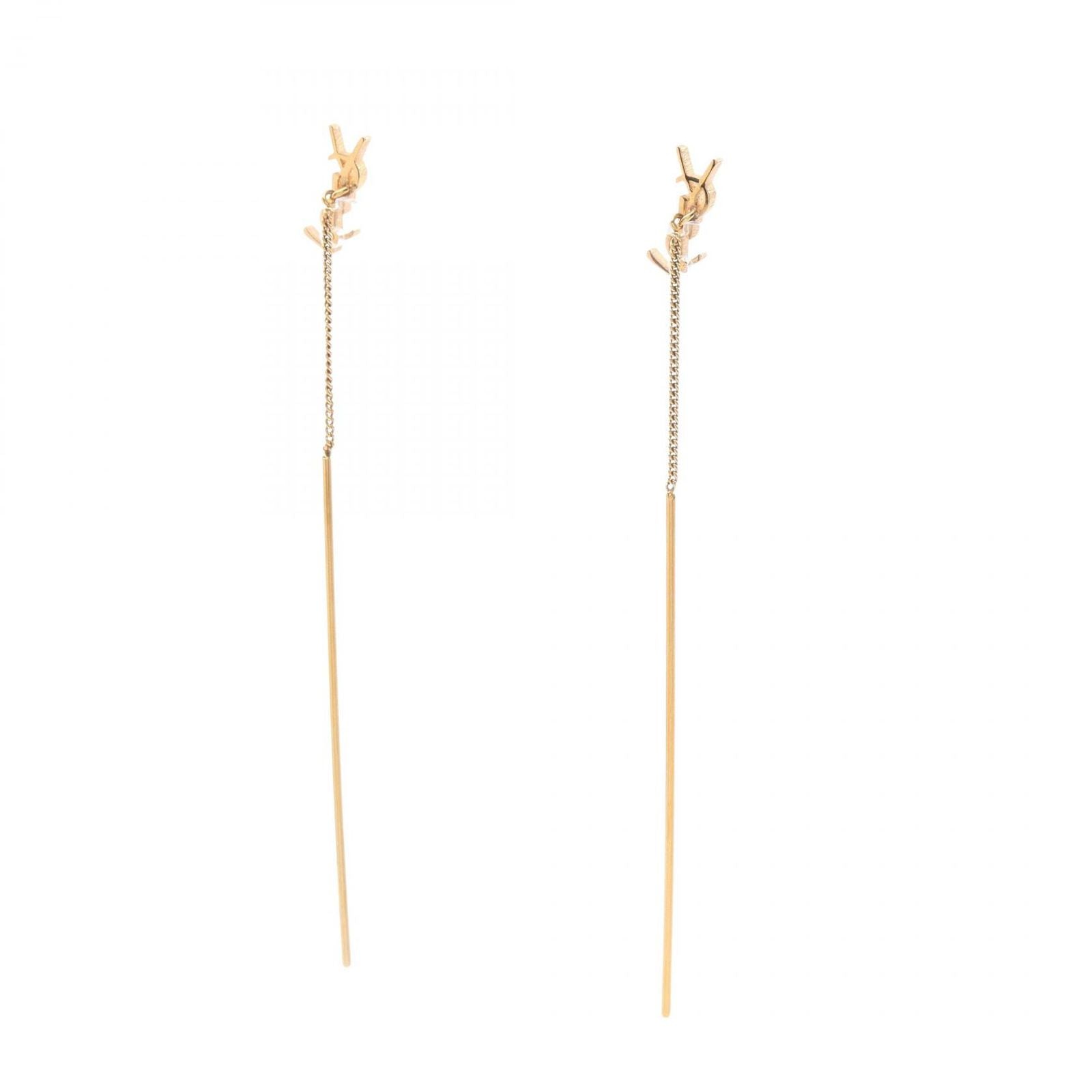 Saint Laurent Paris Earrings Opyum Cassandra Calf Gold — view 2