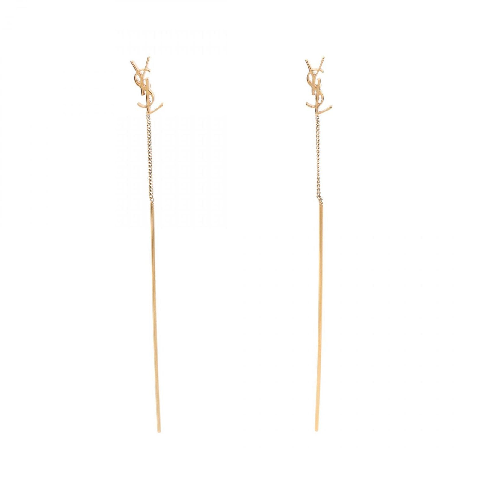 Saint Laurent Paris Earrings Opyum Cassandra Calf Gold