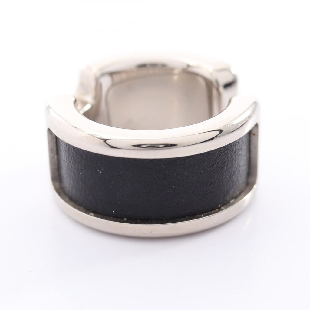 Hermes Olympe PM Stainless Steel Leather Earring — view 2