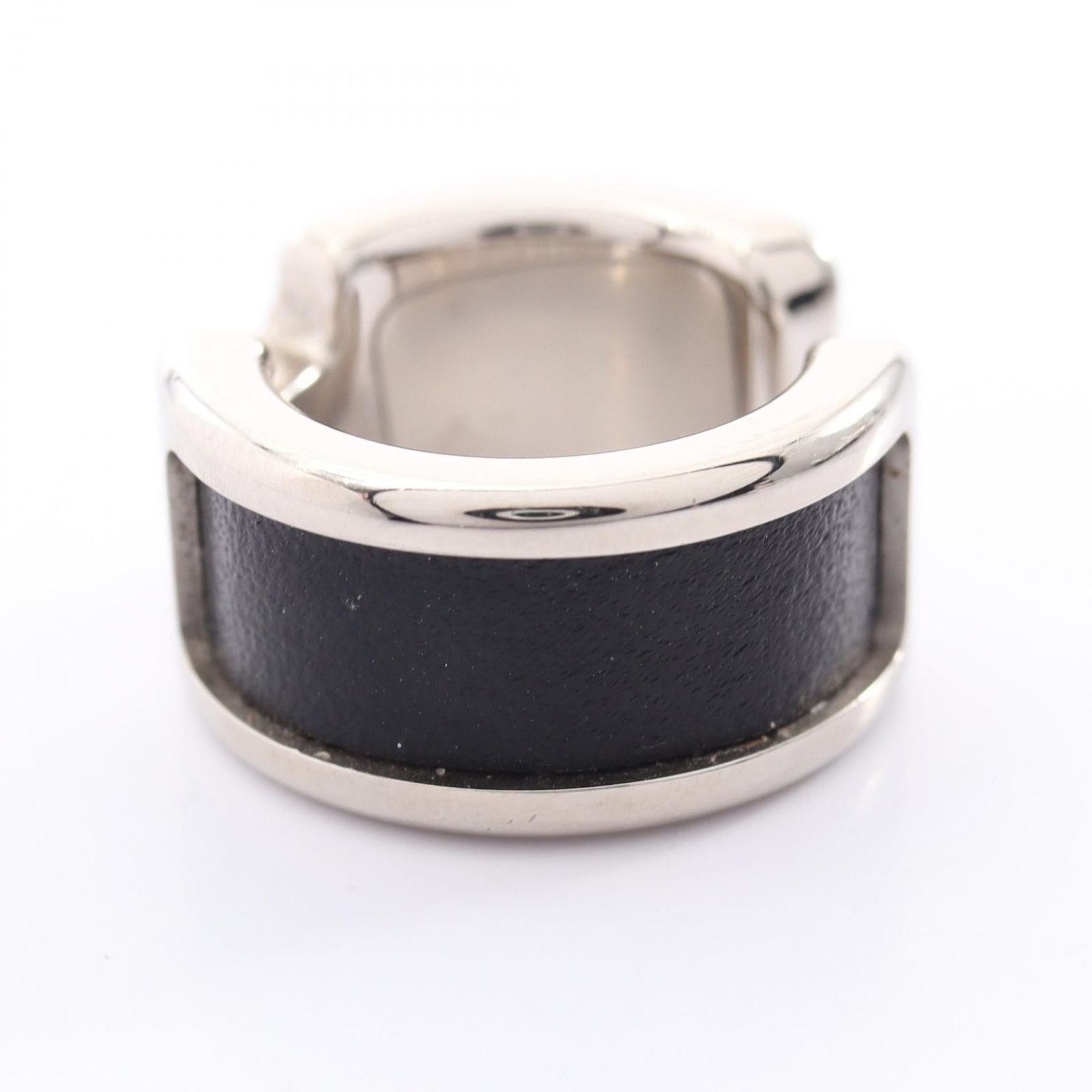 Hermes Olympe PM Stainless Steel Leather Earring — view 2
