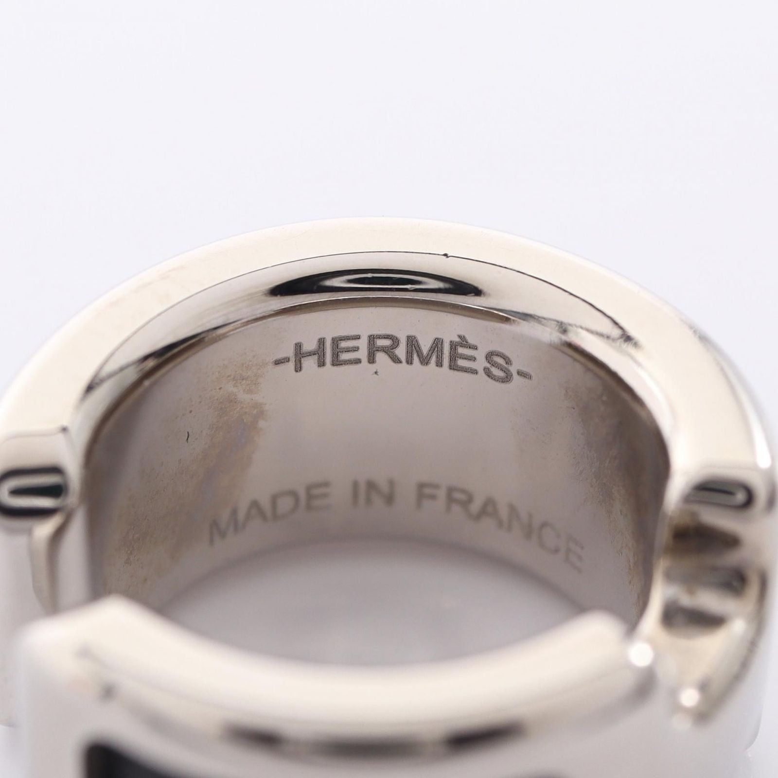 Hermes Olympe PM Stainless Steel Leather Earring — view 3