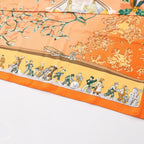 Hermes Scarf Carre 90 Neige D'antan Orange Silk — view 6