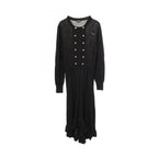 Chanel Dress CC Logo Button Long Sleeve Silk