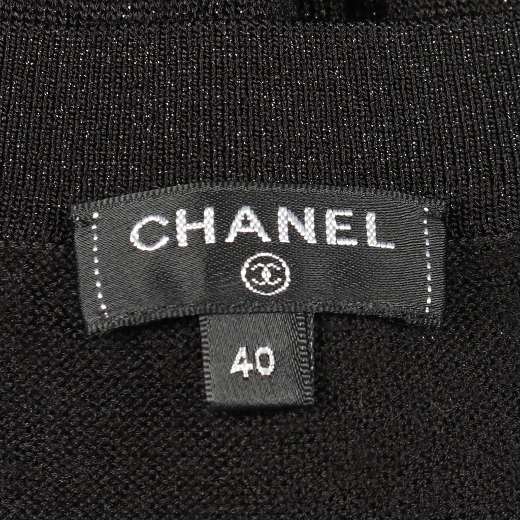 Chanel Dress CC Logo Button Long Sleeve Silk — view 3