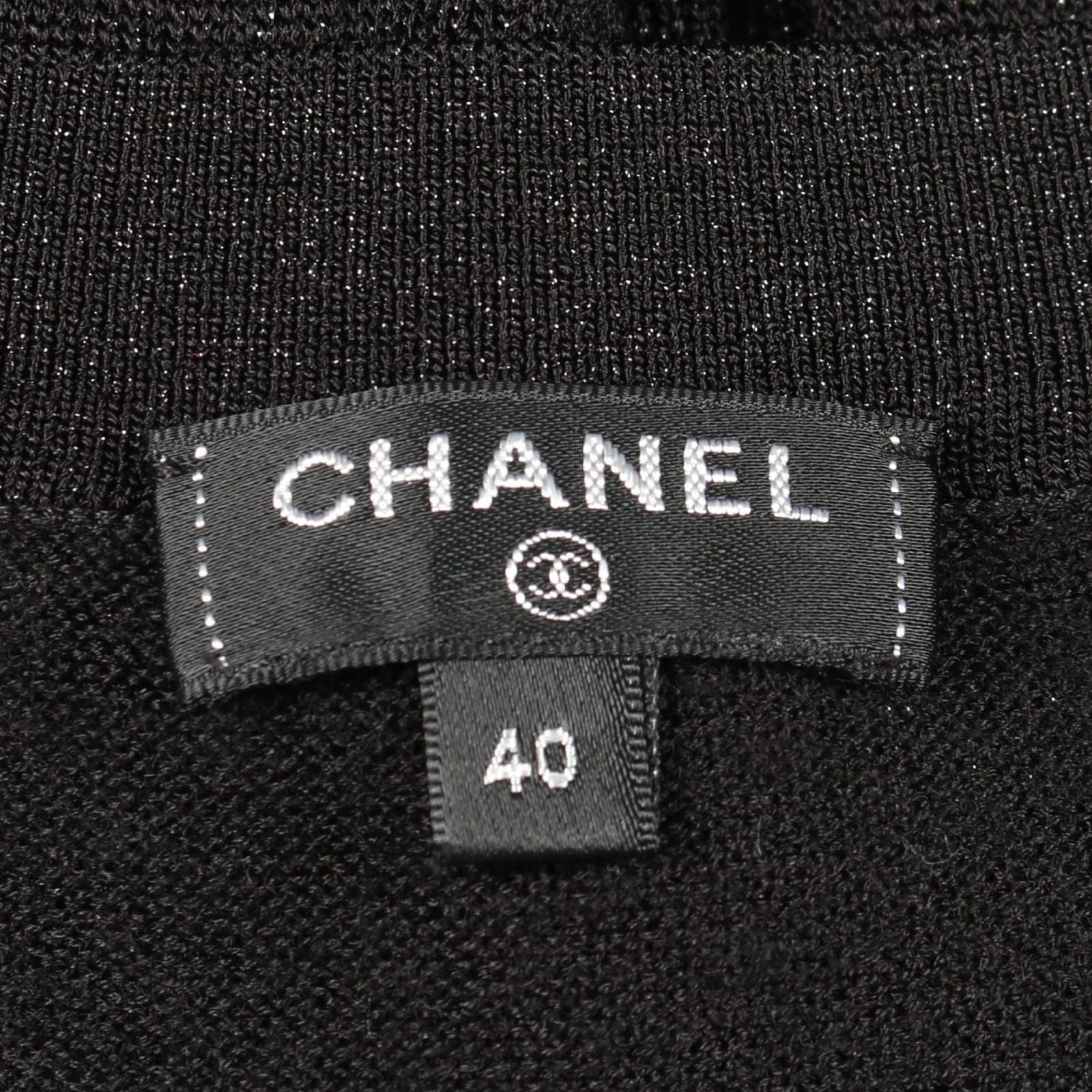 Chanel Dress CC Logo Button Long Sleeve Silk — view 3