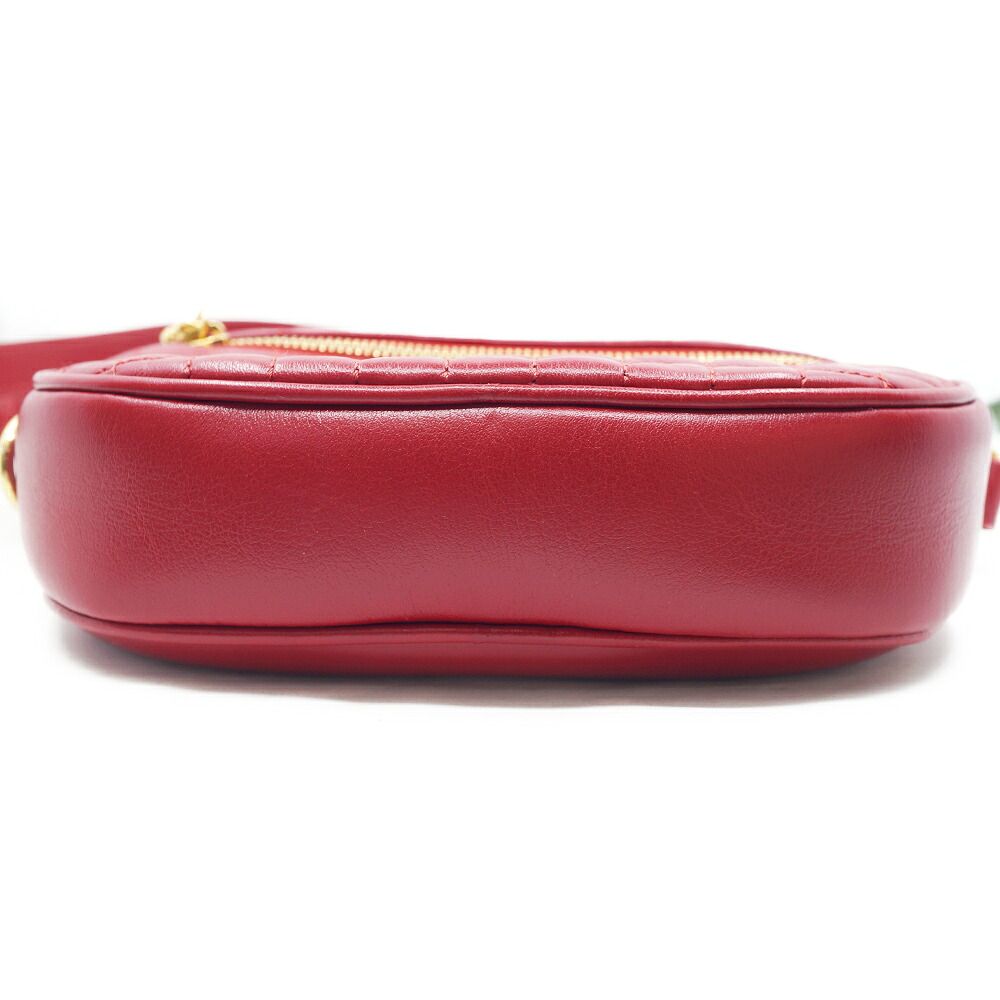 Celine C Charm Shoulder Bag Red Gold Leather — view 4