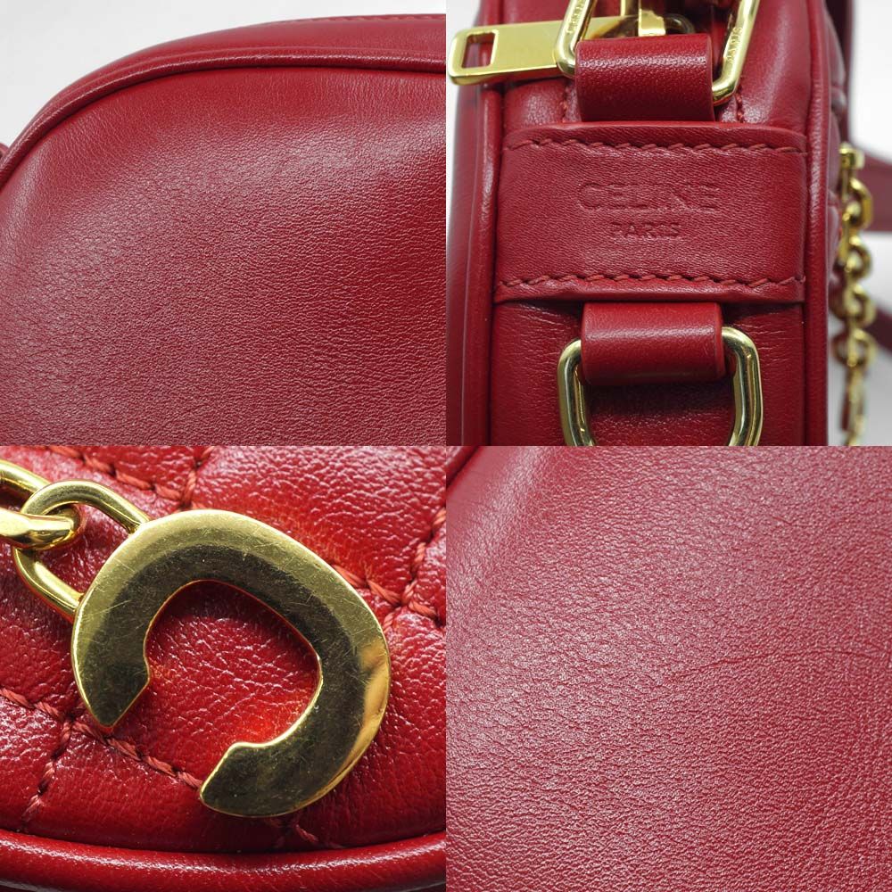 Celine C Charm Shoulder Bag Red Gold Leather — view 6