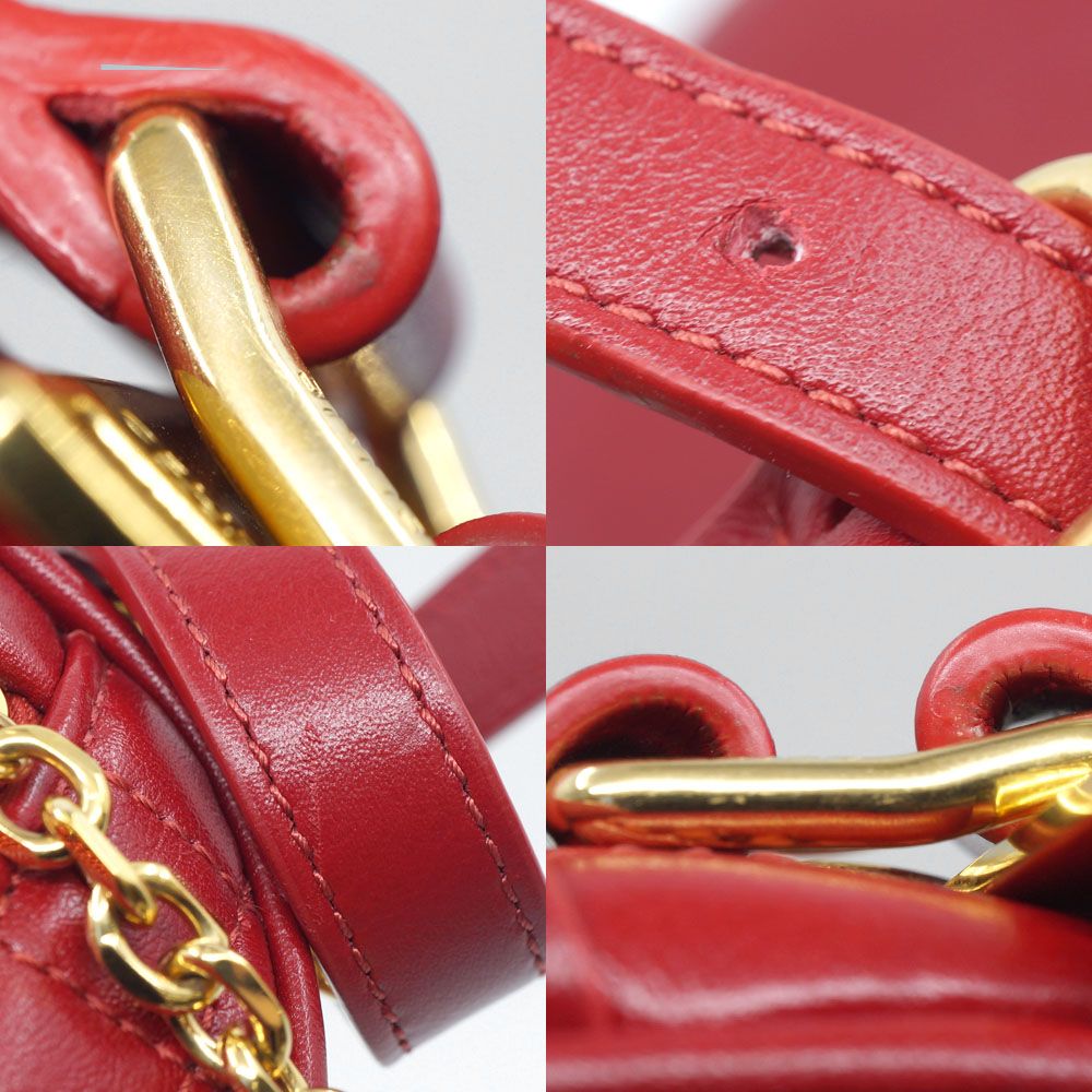Celine C Charm Shoulder Bag Red Gold Leather — view 8