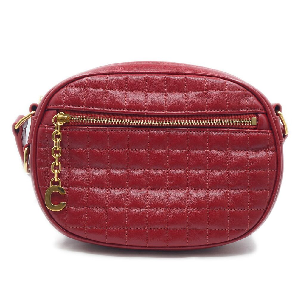 Celine C Charm Shoulder Bag Red Gold Leather — view 3