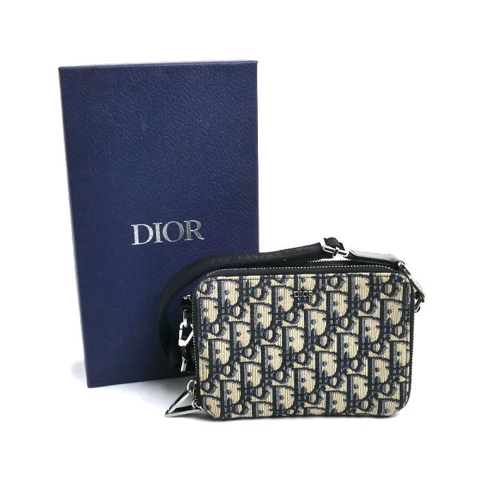 Dior Oblique Jacquard Shoulder Bag Beige Navy — view 8
