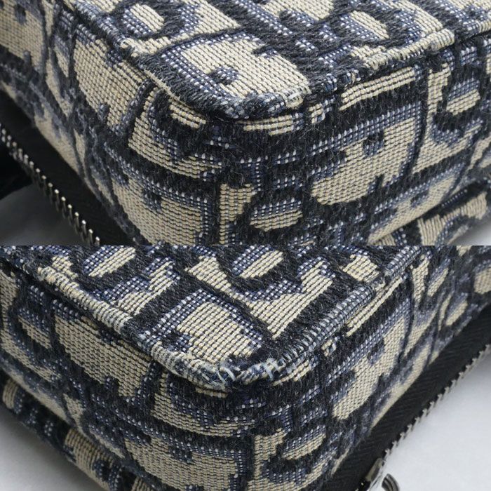 Dior Oblique Jacquard Shoulder Bag Beige Navy — view 6
