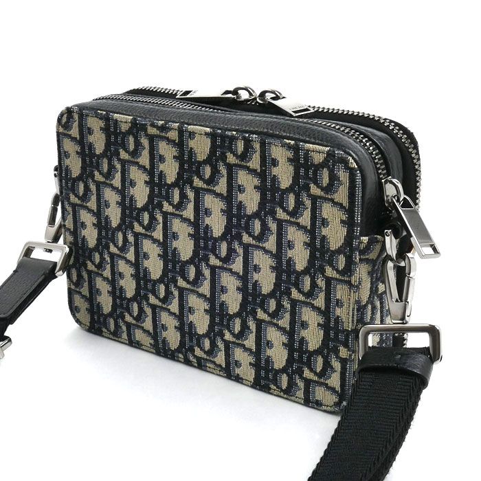 Dior Oblique Jacquard Shoulder Bag Beige Navy — view 2
