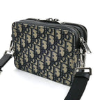 Dior Oblique Jacquard Shoulder Bag Beige Navy — view 2