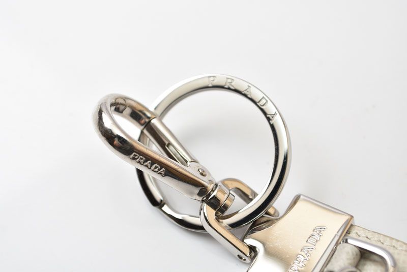 Prada Key Ring Key Holder Bag Charm Porta Motif White — view 2