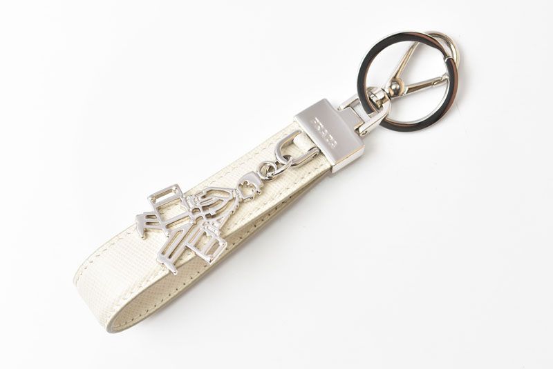 Prada Key Ring Key Holder Bag Charm Porta Motif White