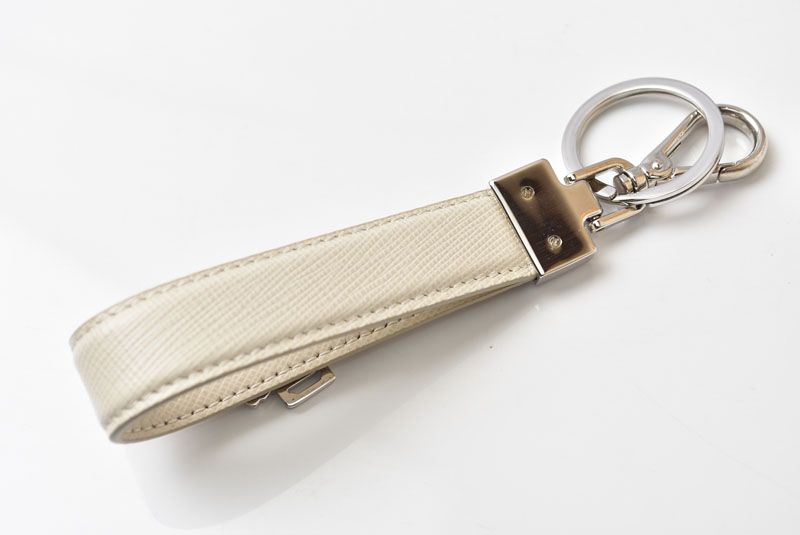 Prada Key Ring Key Holder Bag Charm Porta Motif White — view 4