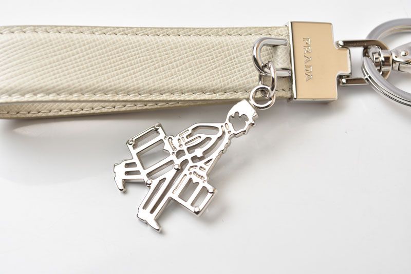 Prada Key Ring Key Holder Bag Charm Porta Motif White — view 5