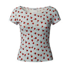 Chanel Cg9 Short Sleeve Top CC Logo Floral Motif 40 Light Blue