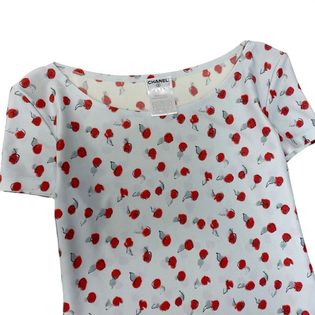 Chanel Cg9 Short Sleeve Top CC Logo Floral Motif 40 Light Blue — view 4