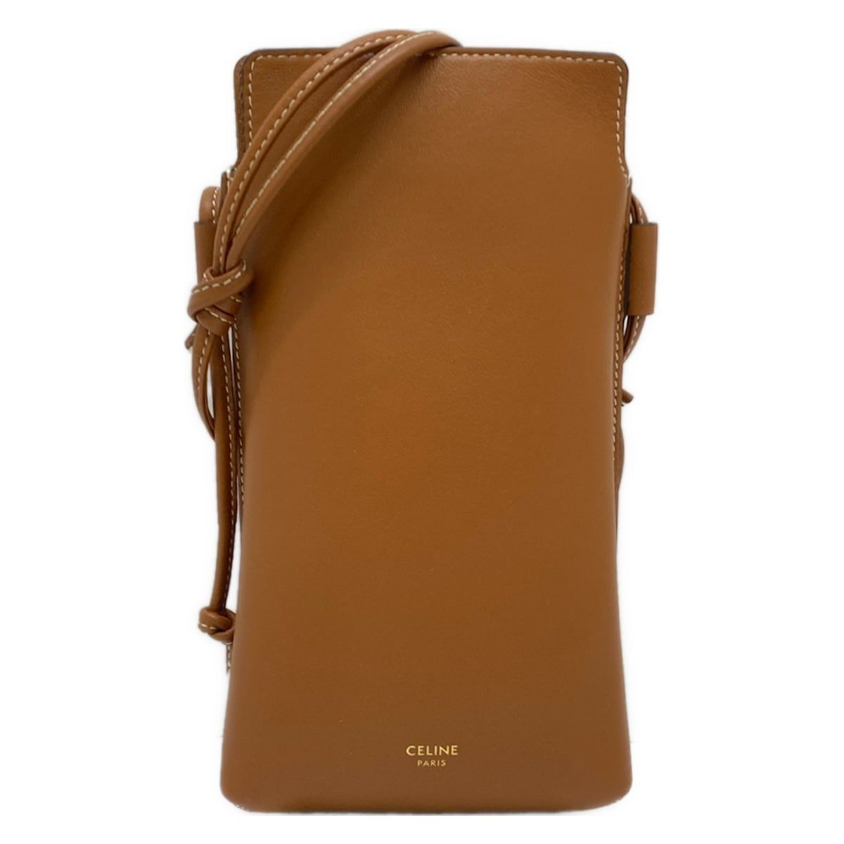 Celine Shoulder Bag Brown Smartphone Pochette Leather