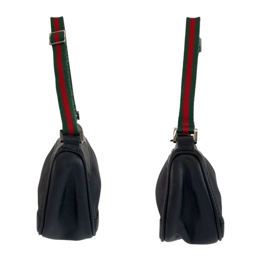 Gucci Sherry Line Black Silver Canvas Handbag Pouch — view 7