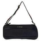 Gucci Sherry Line Black Silver Canvas Handbag Pouch