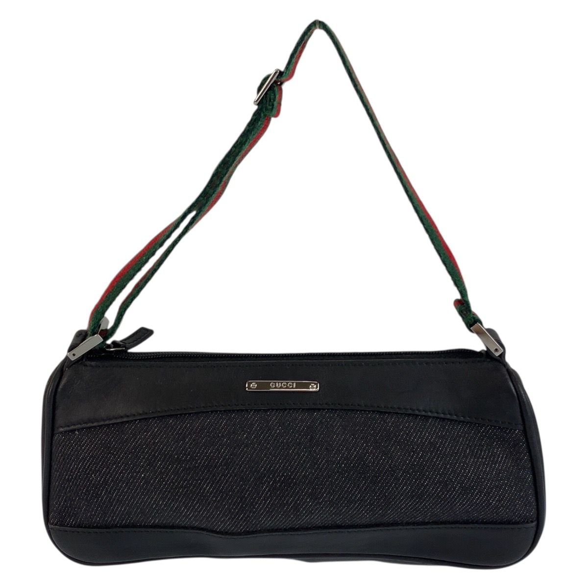 Gucci Sherry Line Black Silver Canvas Handbag Pouch