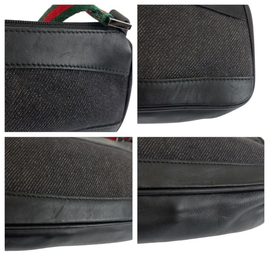 Gucci Sherry Line Black Silver Canvas Handbag Pouch — view 5