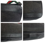 Gucci Sherry Line Black Silver Canvas Handbag Pouch — view 5