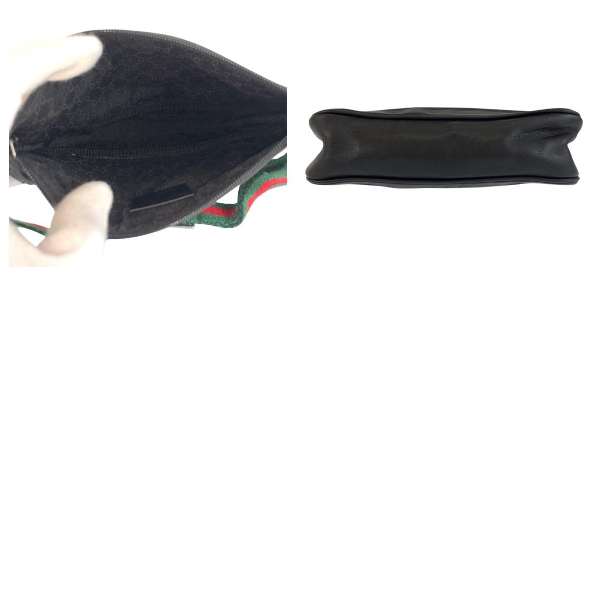Gucci Sherry Line Black Silver Canvas Handbag Pouch — view 9