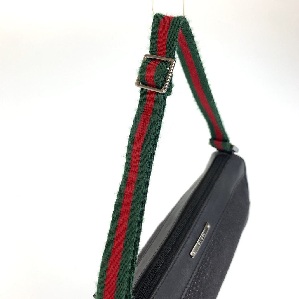 Gucci Sherry Line Black Silver Canvas Handbag Pouch — view 8