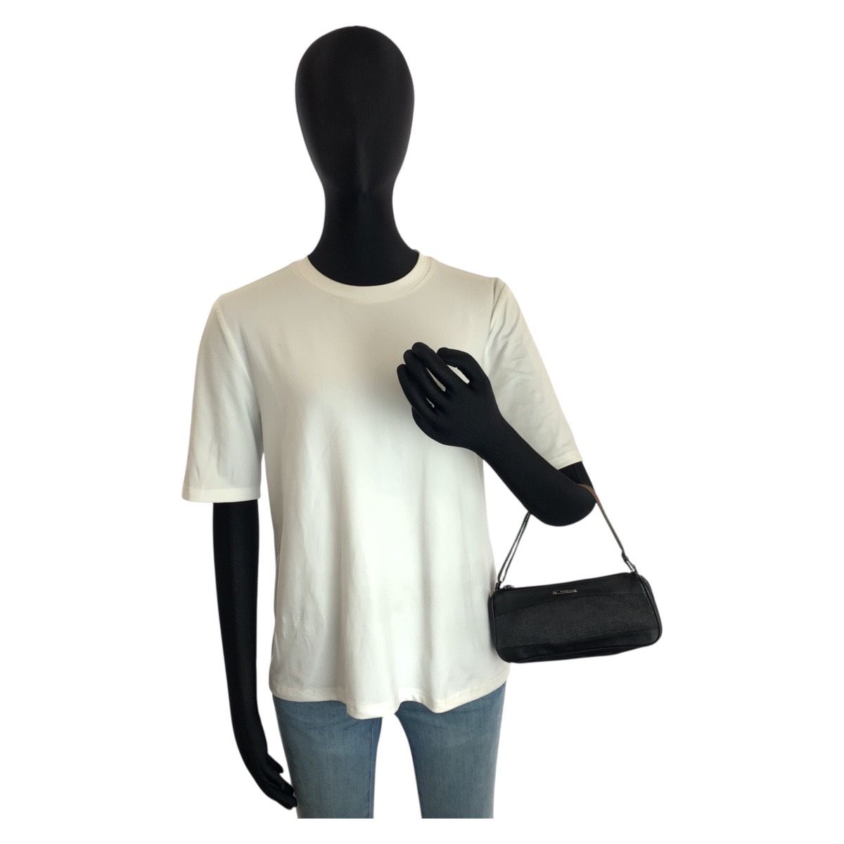 Gucci Sherry Line Black Silver Canvas Handbag Pouch — view 6