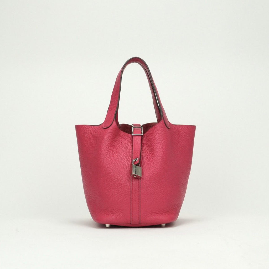 Hermes Picotin Lock PM 18 Tote Taurillon Clemence Rosetyrien Pink Silver