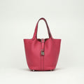 Hermes Picotin Lock PM 18 Tote Taurillon Clemence Rosetyrien Pink Silver