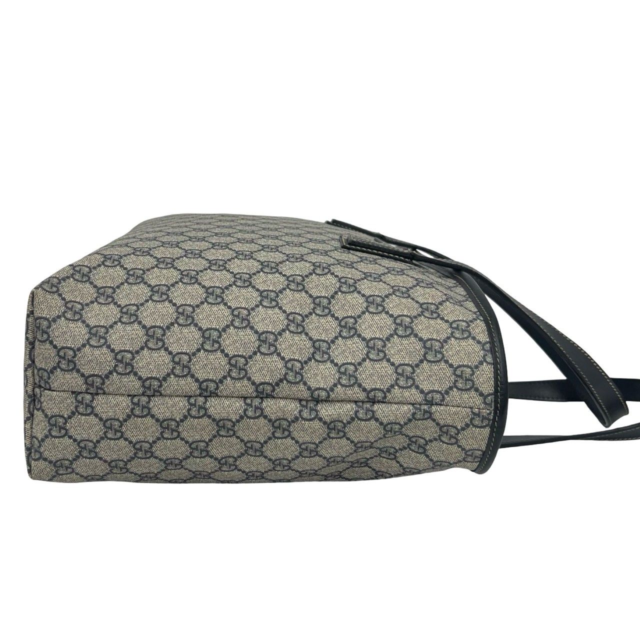 Gucci GG Supreme Logo Leather Tote Boston Bag Business Navy — view 6