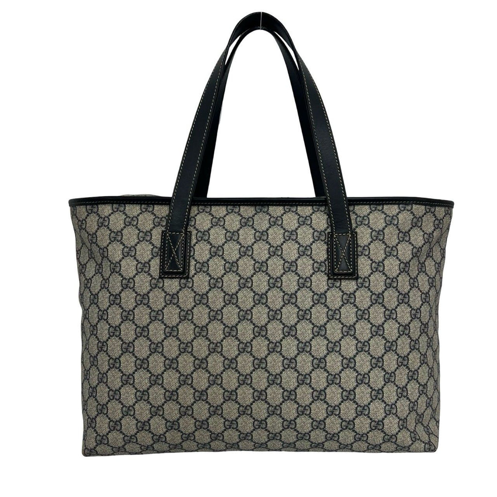 Gucci GG Supreme Logo Leather Tote Boston Bag Business Navy — view 3