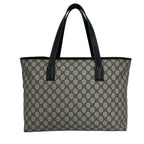 Gucci GG Supreme Logo Leather Tote Boston Bag Business Navy — view 3
