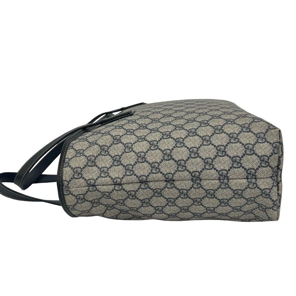 Gucci GG Supreme Logo Leather Tote Boston Bag Business Navy — view 5