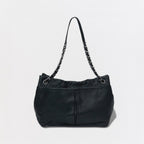 Chanel Quilted Tote Shoulder Bag Leather Black Silver CC Logo Chain — view 3