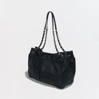 Chanel Quilted Tote Shoulder Bag Leather Black Silver CC Logo Chain — view 2