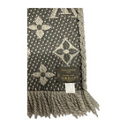 Louis Vuitton Monogram Echarpe Logo Mania Dark Gray Wool Silk Scarf — view 6