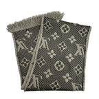 Louis Vuitton Monogram Echarpe Logo Mania Dark Gray Wool Silk Scarf — view 3