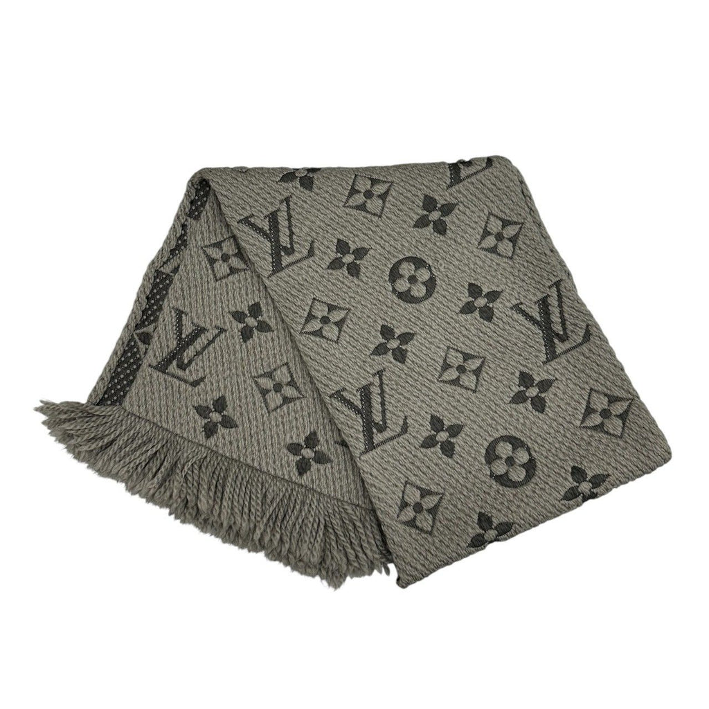 Louis Vuitton Monogram Echarpe Logo Mania Dark Gray Wool Silk Scarf — view 2
