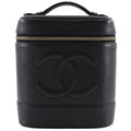 Chanel CC Logo Handbag Caviar Leather Black Vanity Bag