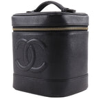 Chanel CC Logo Handbag Caviar Leather Black Vanity Bag — view 2