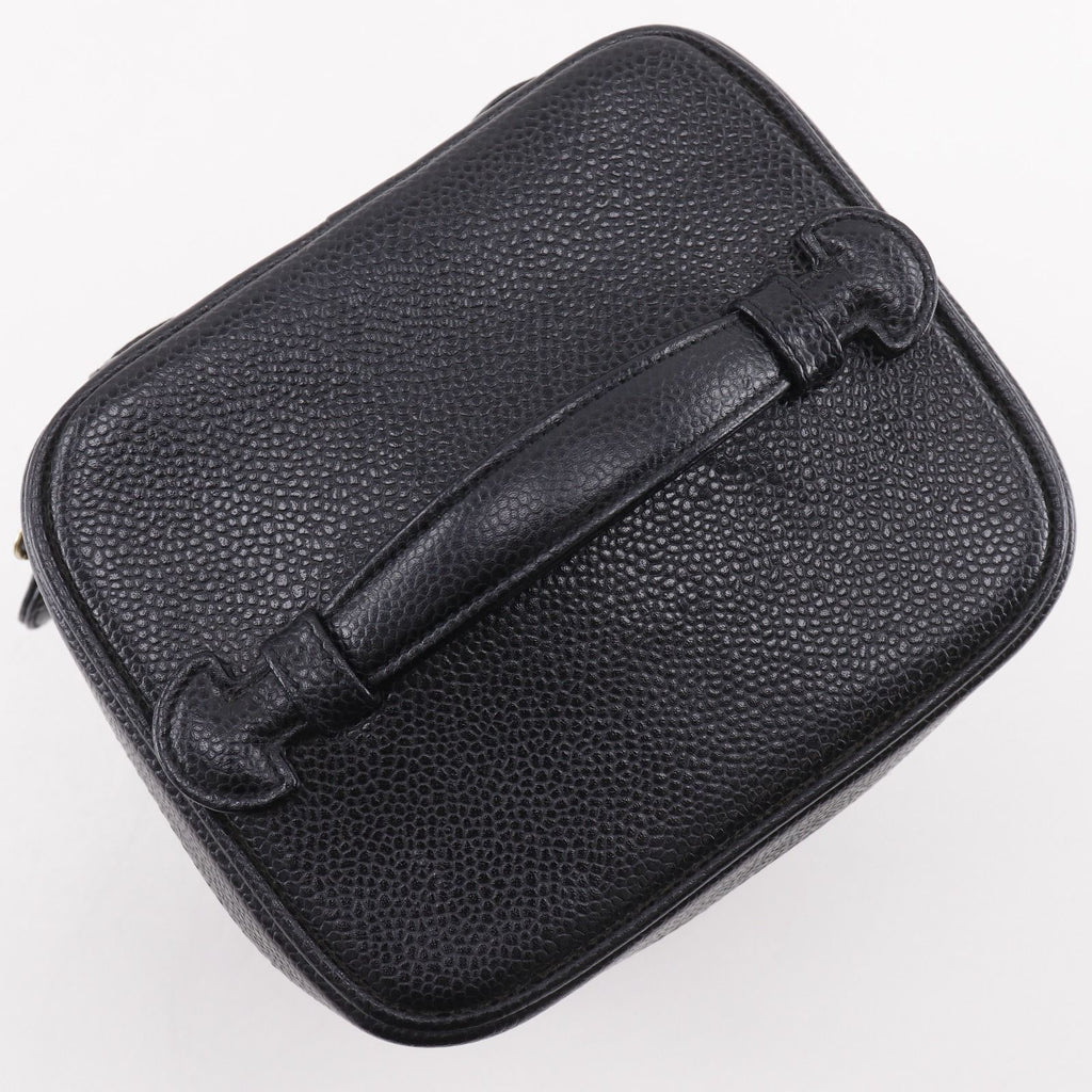 Chanel CC Logo Handbag Caviar Leather Black Vanity Bag — view 5