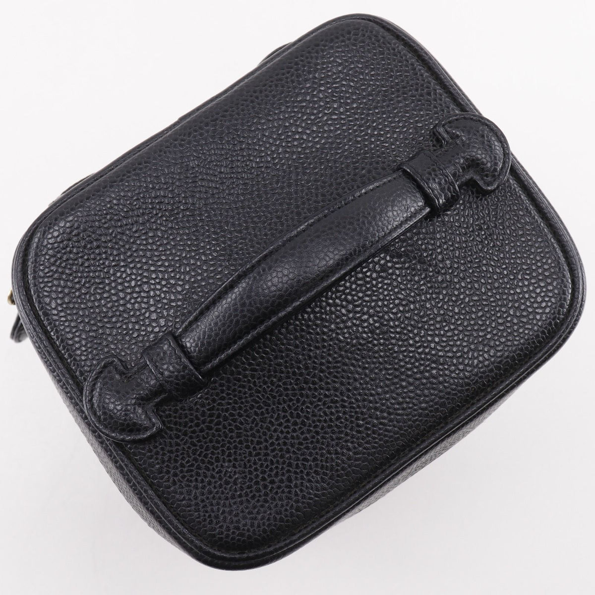 Chanel CC Logo Handbag Caviar Leather Black Vanity Bag — view 5