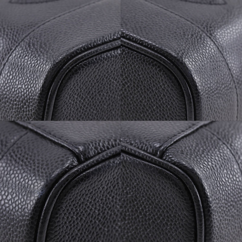 Chanel CC Logo Handbag Caviar Leather Black Vanity Bag — view 4
