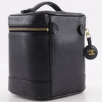 Chanel CC Logo Handbag Caviar Leather Black Vanity Bag — view 3